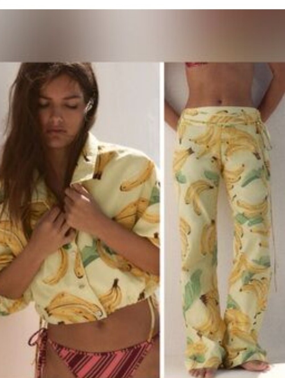 Zara Cropped Fruit Jacket And Pants Set Sz- L